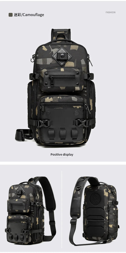Ozuko Belly Bags Men's Chest Bag Outdoor Tactical One Shoulder Crossbody Bag High Capacity Waterproof Sports Bag For Man