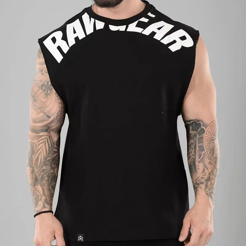 Men's Summer Cotton Tank Top Muscle Gym Fitness Workout Sleeveless Shirts O-Neck Vest Casual Sports Tops Male Trendy Breathable