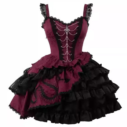 Women's Dark Gothic Lolita A-Line JSK Dress