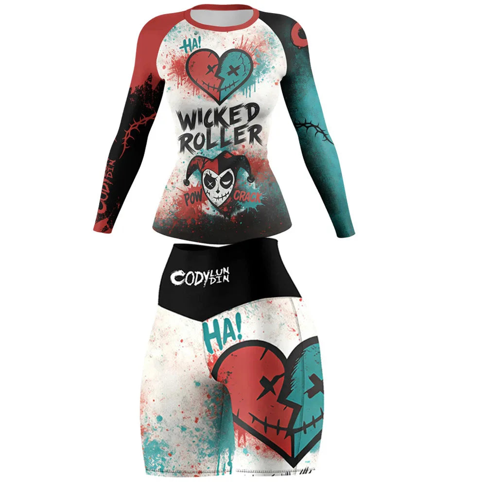 Apex Ritual – 女性用ボクシングレギンス＆ラッシュガードセット – ノーギ柔術 ムエタイ 格闘技 コンプレッション