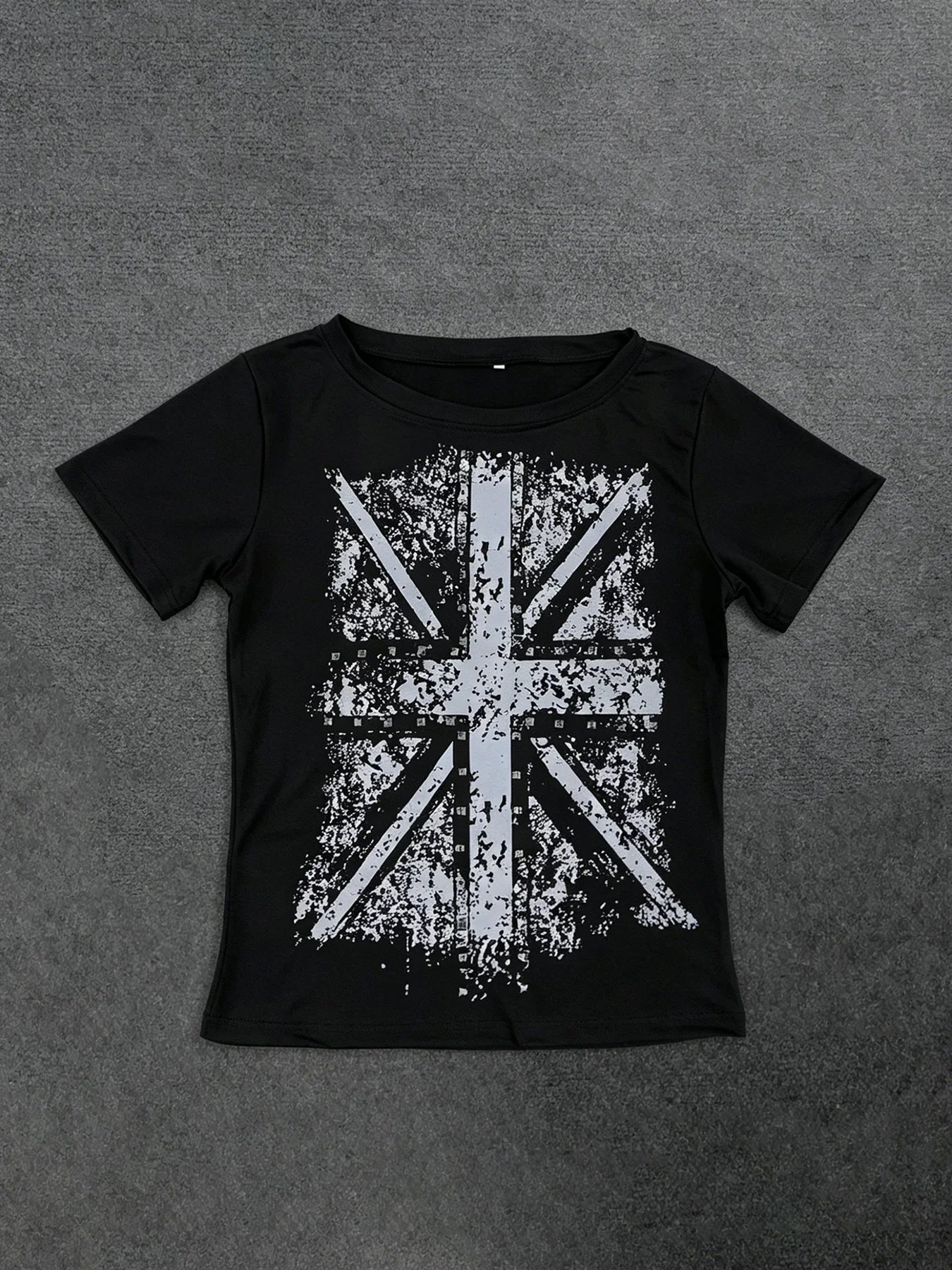 2026 Vintage Gothic Cross Hot Stamping Style Harajuku Round Neck T-Shirt Slim Fit Short Top