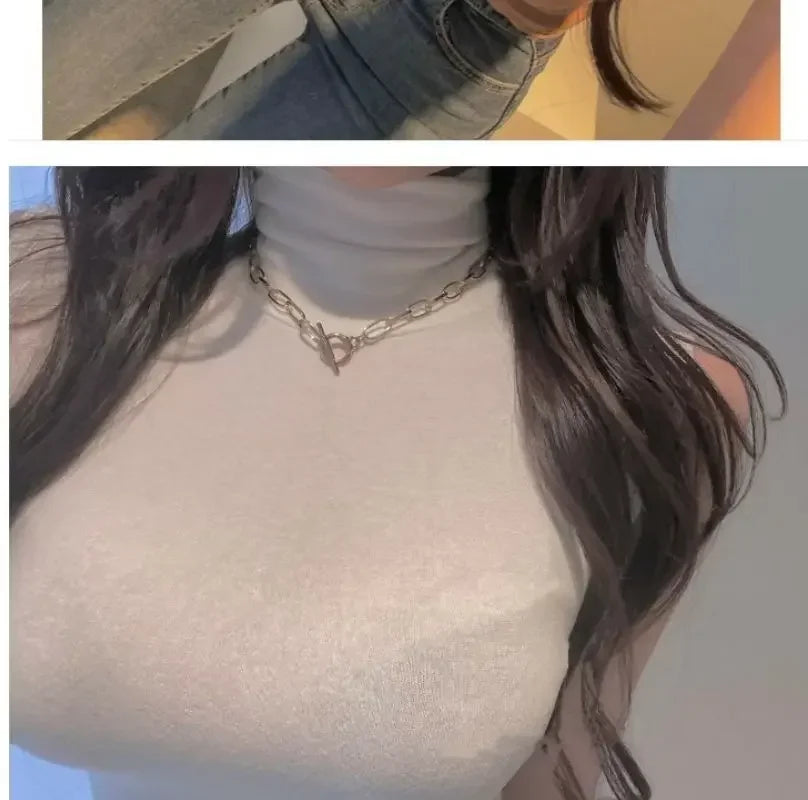 Women's Y2K Vintage Sleeveless Turtleneck Top