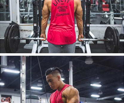 Men's Cotton Tank Top Gym Fitness Bodybuilding Sleeveless Singlet Workout Vest Summer Casual Basketball Shirt Male Sports Tops