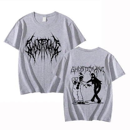 New Ghostemane Double Sided Print T-shirt Men Women Fashion Hip Hop Metal Gothic Rock T Shirt Oversized Loose Streetwear Top