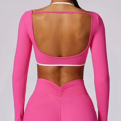 Apex Ritual Women's Backless Long-Sleeve Yoga Top – Quick-Dry Training Shirt