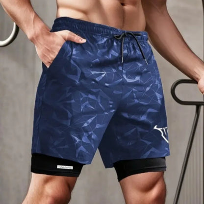 2 in 1 Sports Shorts Men Quick Dry Swim  Short Sweatpants Man Gym Training Fitness Jogging Outdoor Running Sportwear Male