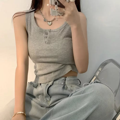 Women's Knitted Round-Neck Casual Tank Top
