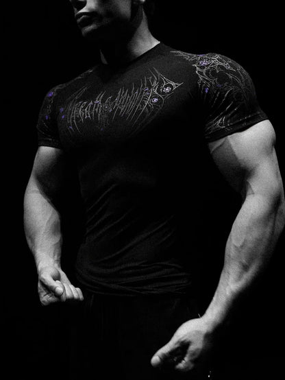 Muscular Men Trendy FitnessTShirt，Adopt American-Style Trendy Brand Sports Quick-Dry Breathable Short SleevesTShirt。