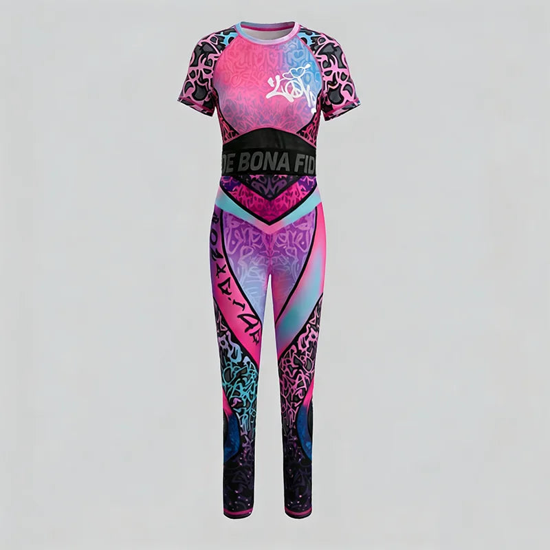 Women's Streetwear Workout Lace Pink Two-Piece Set