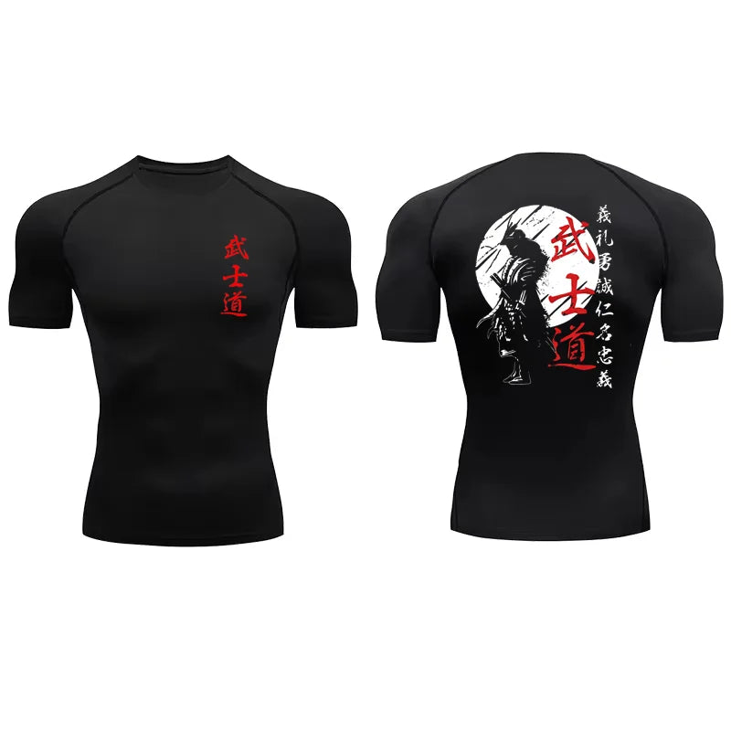 Apex Ritual – Japan Samurai Spirit Compression T-Shirt – Quick-Dry Athletic Gym Running Tee