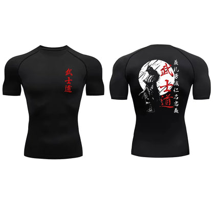 Apex Ritual – Japan Samurai Spirit Compression T-Shirt – Quick-Dry Athletic Gym Running Tee