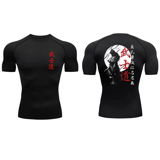 Apex Ritual – 日本侍魂 コンプレッションTシャツ – 速乾性 アスレチック ジム ランニングTシャツ