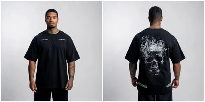 NOTHING GIVEN Oversized Loose Running T-Shirts Mens Gym REAPERS Fitness Sports Half Sleeve T Shirt Graphic Unisex Workout Tops