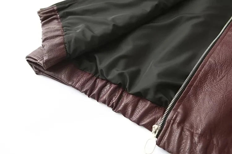 Leaher Jackets Women's Jaqueta Feminina Streetwear ins Outwear Casaco Feminino Vermelho Couro Coat Black Giacca Pelle Donna insz