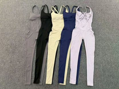 Women's Workout Backless Purple Jumpsuit