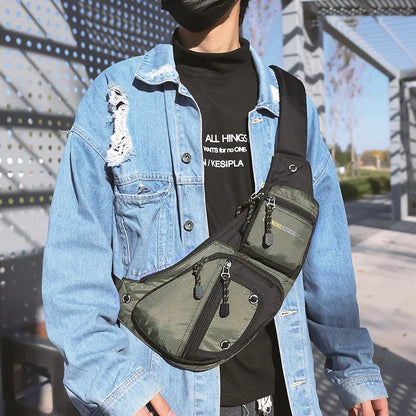 2025 New Men's Oxford Cloth Crossbody Bag Casual Single Shoulder Bag Fashionable Street Style Leisure Chest Bag for Men