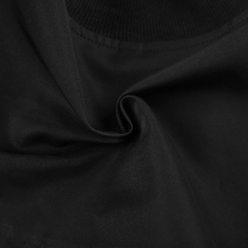 Showmirror Super-short Black Jacket Zipper Long Sleeve Harajuku Cropped Tshirt Gothic Techwear Fashion Korean Tee Punk Street