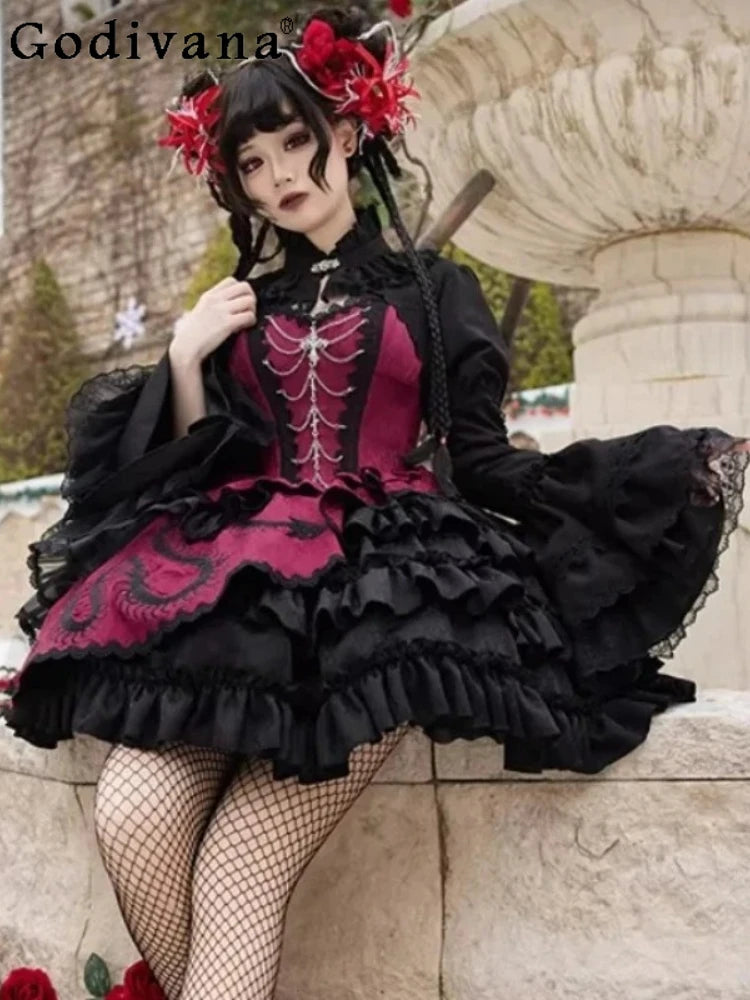 Women's Dark Gothic Lolita A-Line JSK Dress