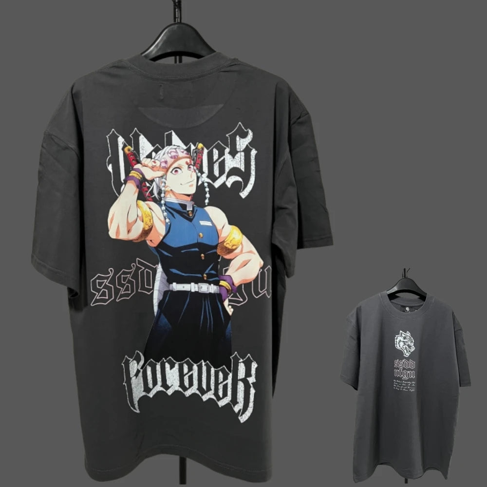 Apex Ritual – アニメプリント メンズクルーネックTシャツ – ゆったりカジュアル フィットネストレーニング コットンTee