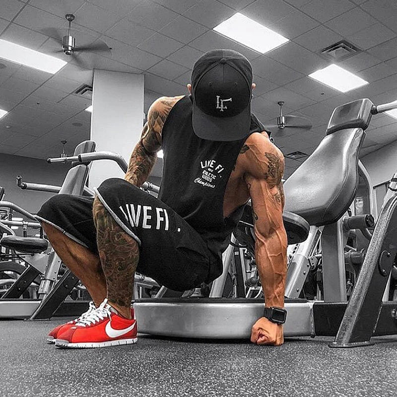Men's Cotton Tank Top Gym Fitness Bodybuilding Sleeveless Singlet Workout Vest Summer Casual Basketball Shirt Male Sports Tops