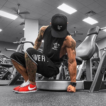 Men's Cotton Tank Top Gym Fitness Bodybuilding Sleeveless Singlet Workout Vest Summer Casual Basketball Shirt Male Sports Tops