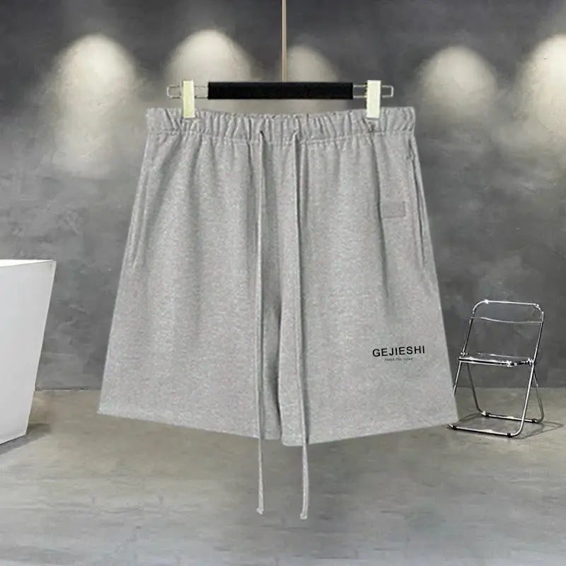 Korean Large Size Casual Sports Shorts Single Piece/suit Men Trend All-match Fashion Straight Leg Loose Half Pants Streetwear