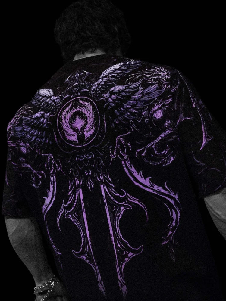 BREATHEDIVINITY Goth dark style pure cotton sports fitness men's short-sleeved t-shirt