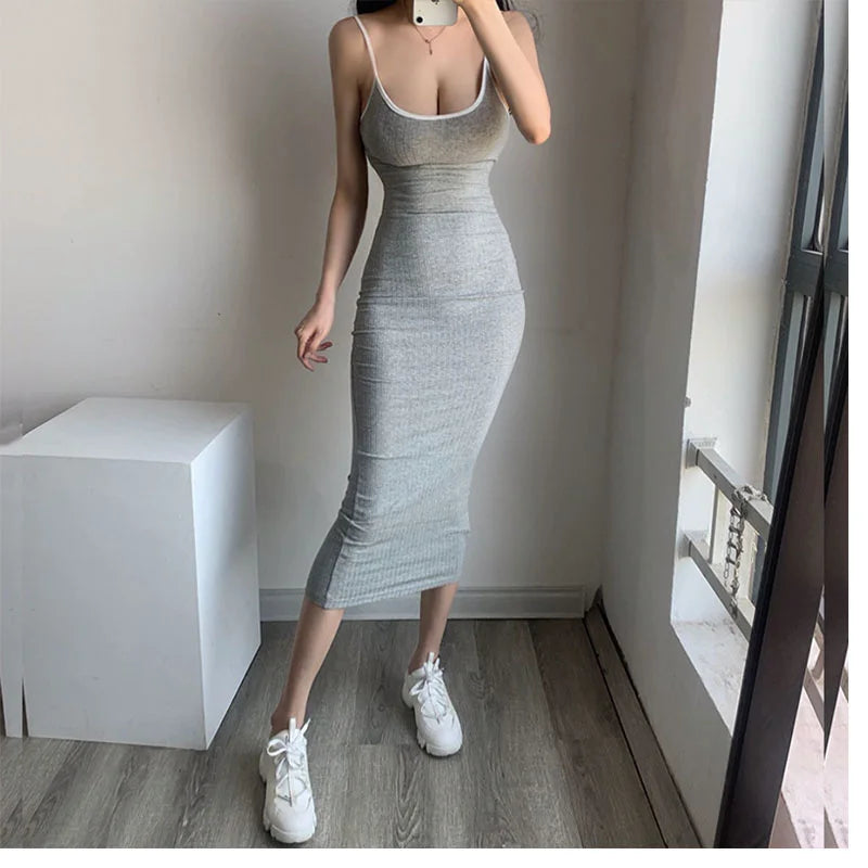 Women's Gray Slash-Neck Midi Dress