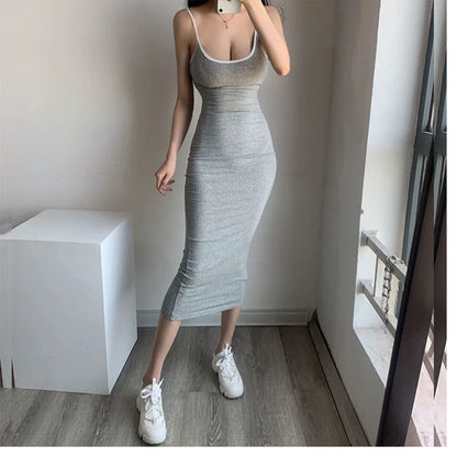 Women's Gray Slash-Neck Midi Dress