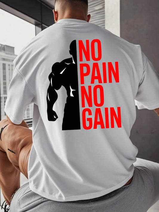 Apex Ritual – No Pain No Gain オーバーサイズジムTシャツ – メンズコットンストリートウェアスポーツTシャツ