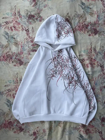 Women's Gothic Minimalist Graffiti Zip-Up Hoodie