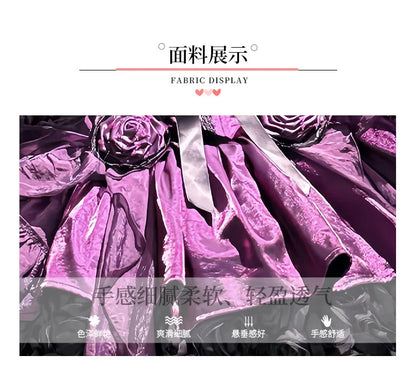 Women's Purple Puffy Party Dress