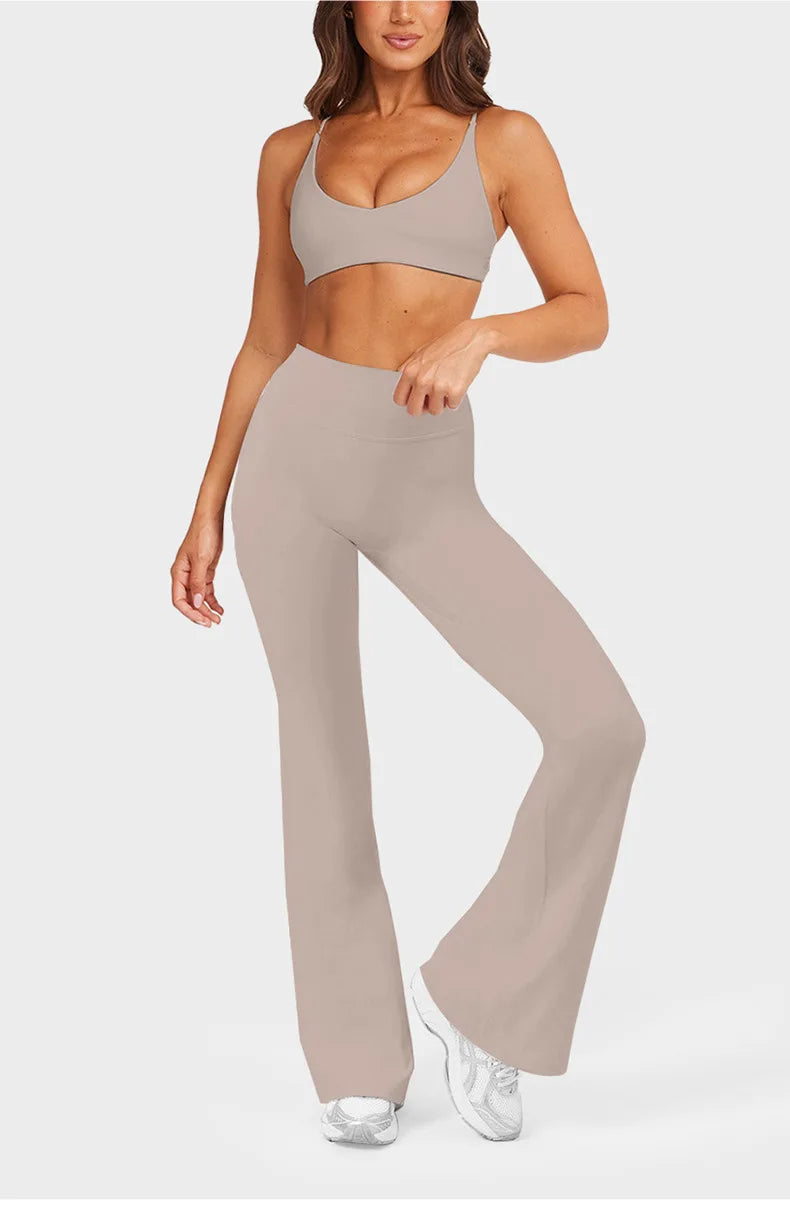 Women's Workout Wide-Leg High-Waist Two-Piece Set