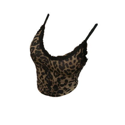 Women's Y2K Leopard Lace Tank Top