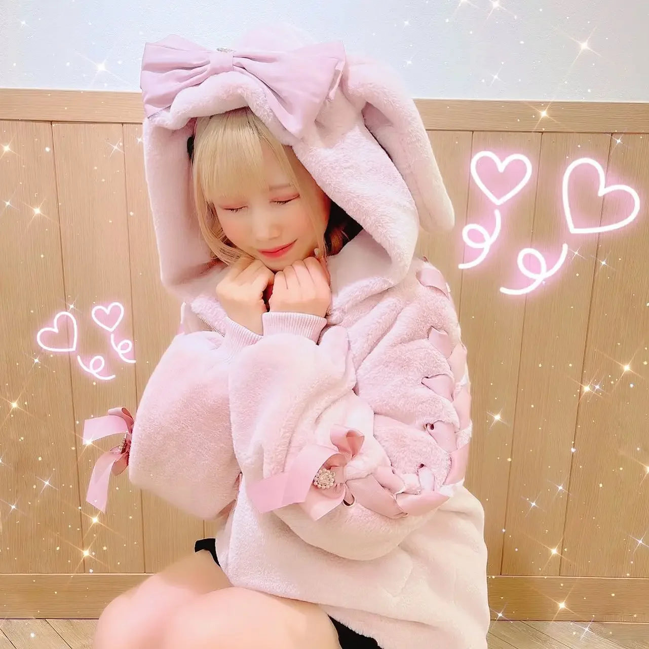 High Quality Japanese Winter New Sweet Cute Mine Cute Rabbit Ear Plush Cotton Coat Jacket Girl Lolita Fur Coats Women Parkas