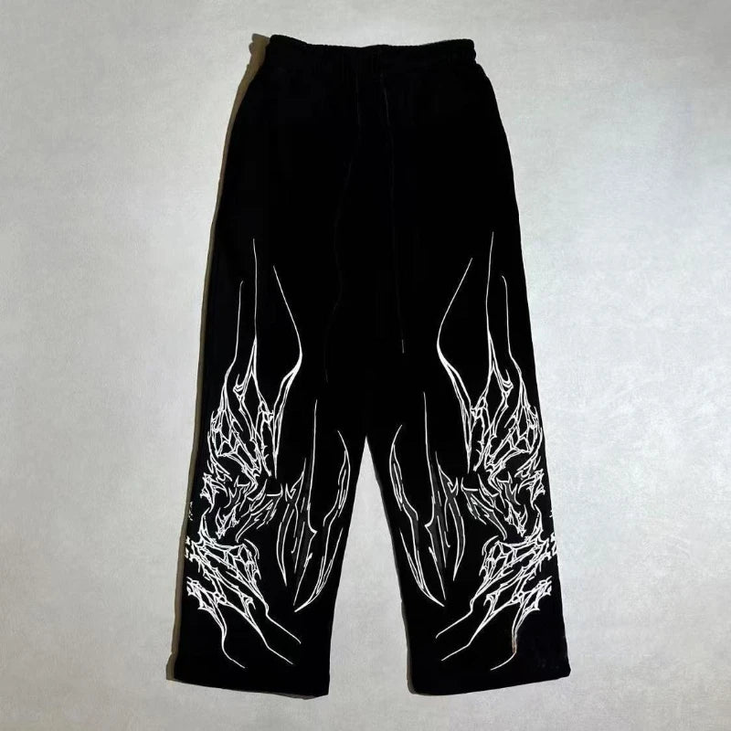 American Retro Hip-hop Personality Jazz Dance Pants Jazz Trendy Cool Dance Practice Super Drawstring Drape Wide-leg Sports Pants