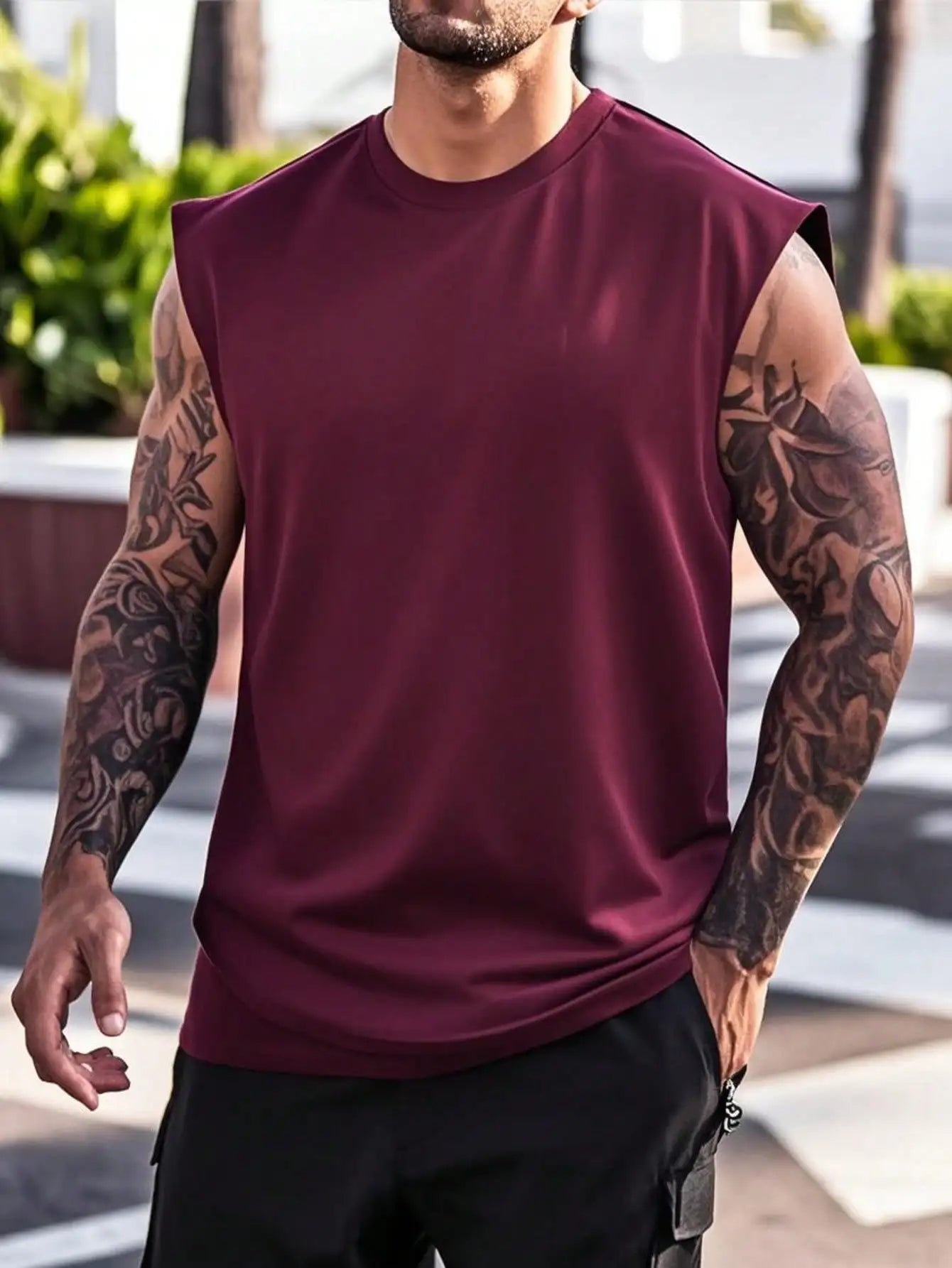 Men's White Sleeveless T-Shirt Tank Top Casual Loose Fit O-Neck Basic Vest Summer Gym Workout Streetwear Tops