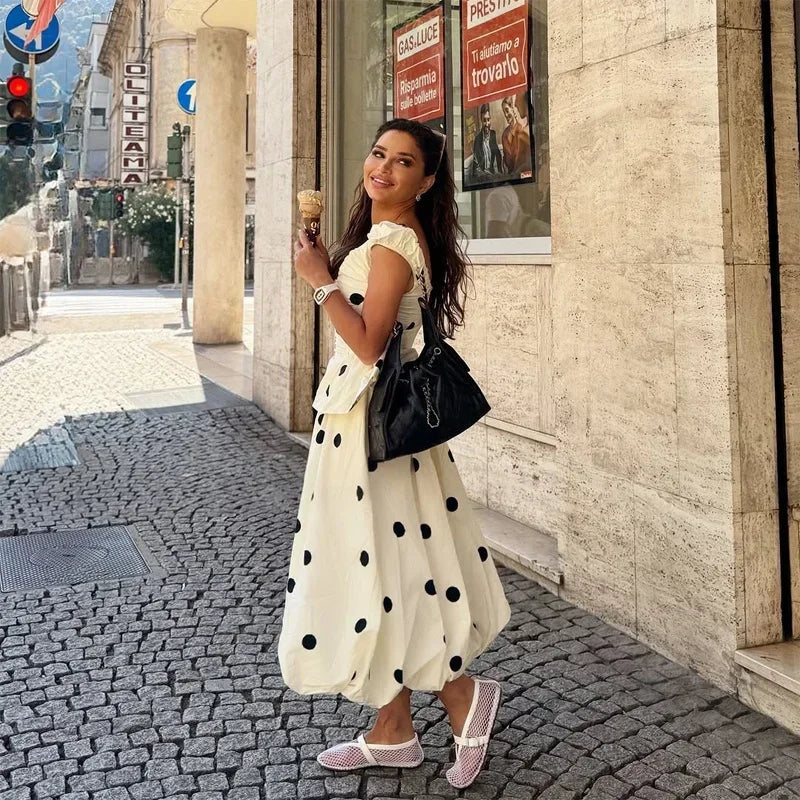 Vintage Polka Dot Backless Tank Tops Sexy Summer Street Chic Slim Deep V Neck Vest Casual Ruffles Sleeveless Tops Woman 2026