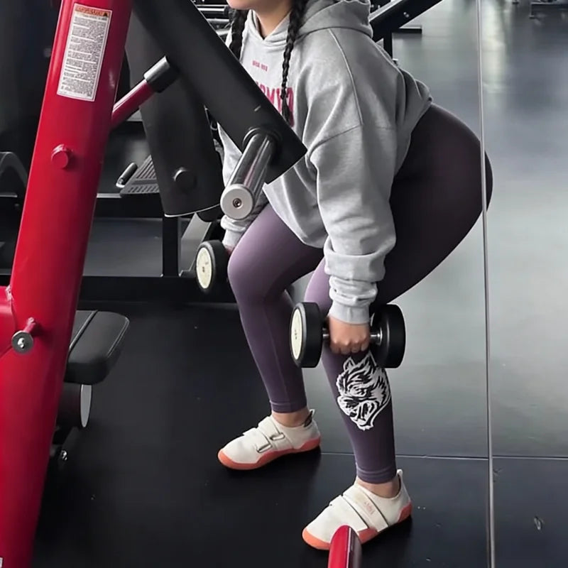 New high-waisted women's printed fitness yoga pants wolf head pattern buttocks tight sports high-elastic fitness leggings.