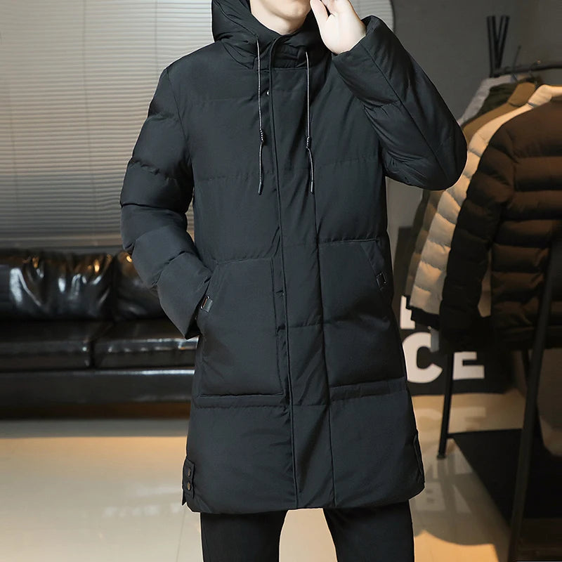 Slim Fit Jackets New Winter Jackets For Men Hooded Casual Long Cotton Jackets Thicker Warm Parkas New Male Outwear Winter Coats