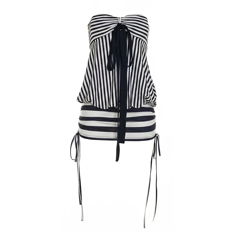 Women's Strapless Striped Bodycon Mini Dress