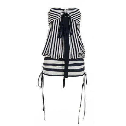 Women's Strapless Striped Bodycon Mini Dress