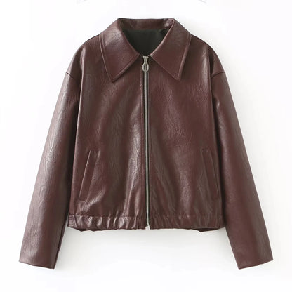 Leaher Jackets Women's Jaqueta Feminina Streetwear ins Outwear Casaco Feminino Vermelho Couro Coat Black Giacca Pelle Donna insz
