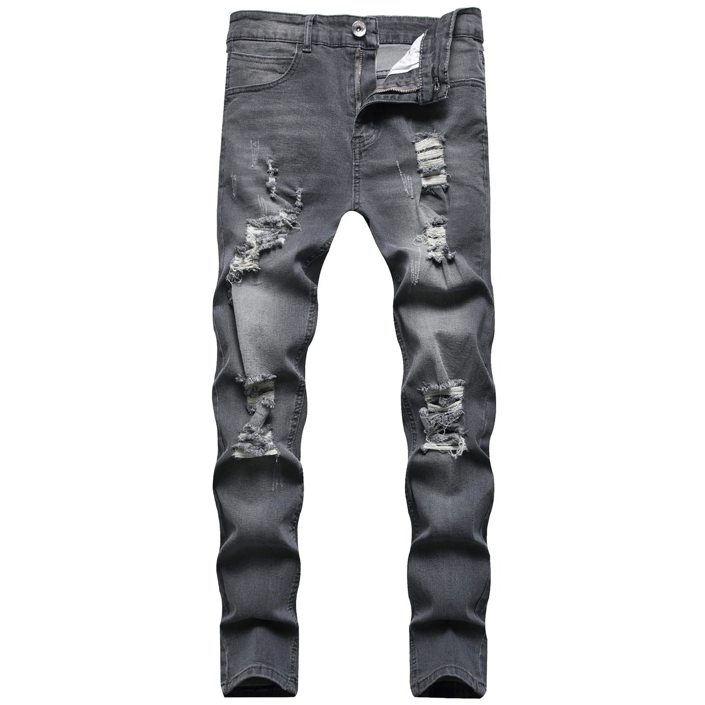 2026 Spring Summer New Men Denim Pants Casual Slim Fit Skinny Ripped Versatile Fashion Long Jeans Men
