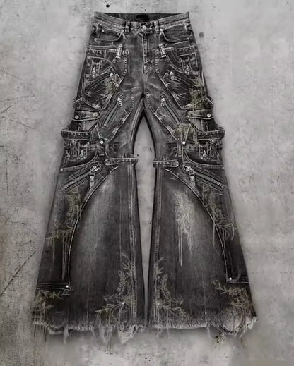 Women's Y2K Gothic Rivet Wide-Leg Baggy Jeans