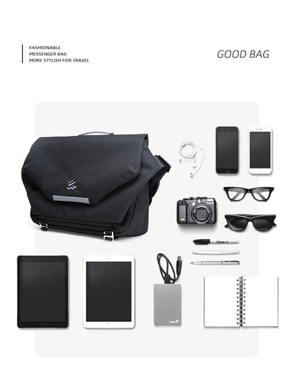 MOYYI Design Large Laptop Messenger Bag for Men Waterproof Travel Crossbody Shoulder Bag Reflective Cycling College School Bag
