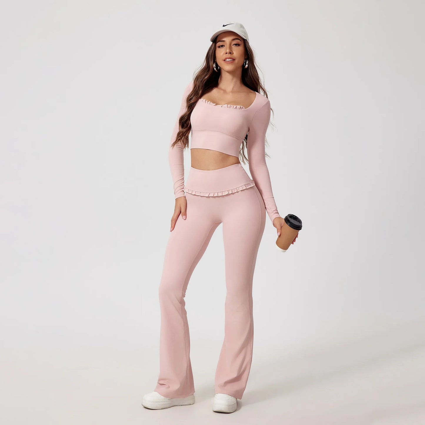 Women's Workout Wide-Leg Slim Fit Two-Piece Set