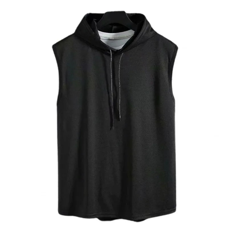 Vest Sleeveless Tees Hooded Woman Men's Tank Tops Male T-Shirt Gym Training Exercise Sport Shirt Korean Style Casual Solid Color