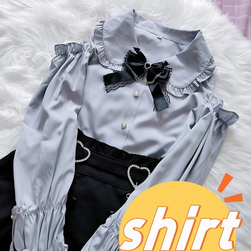 Women's Jirai Kei Lolita Long-Sleeve Blouse