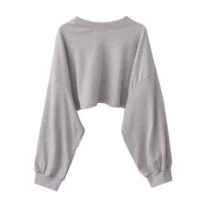 New Women Solid Color  O-neck Long Sleeve Hoodie Sweatshirt Fashion Ladies Streetwear Slouch Pullover Jumper Tops